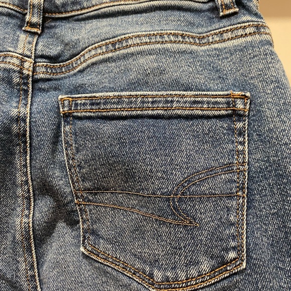 American Eagle AE Stretch Medium Wash Distressed Denim Blue Jeans Jeggings - Picture 7 of 12